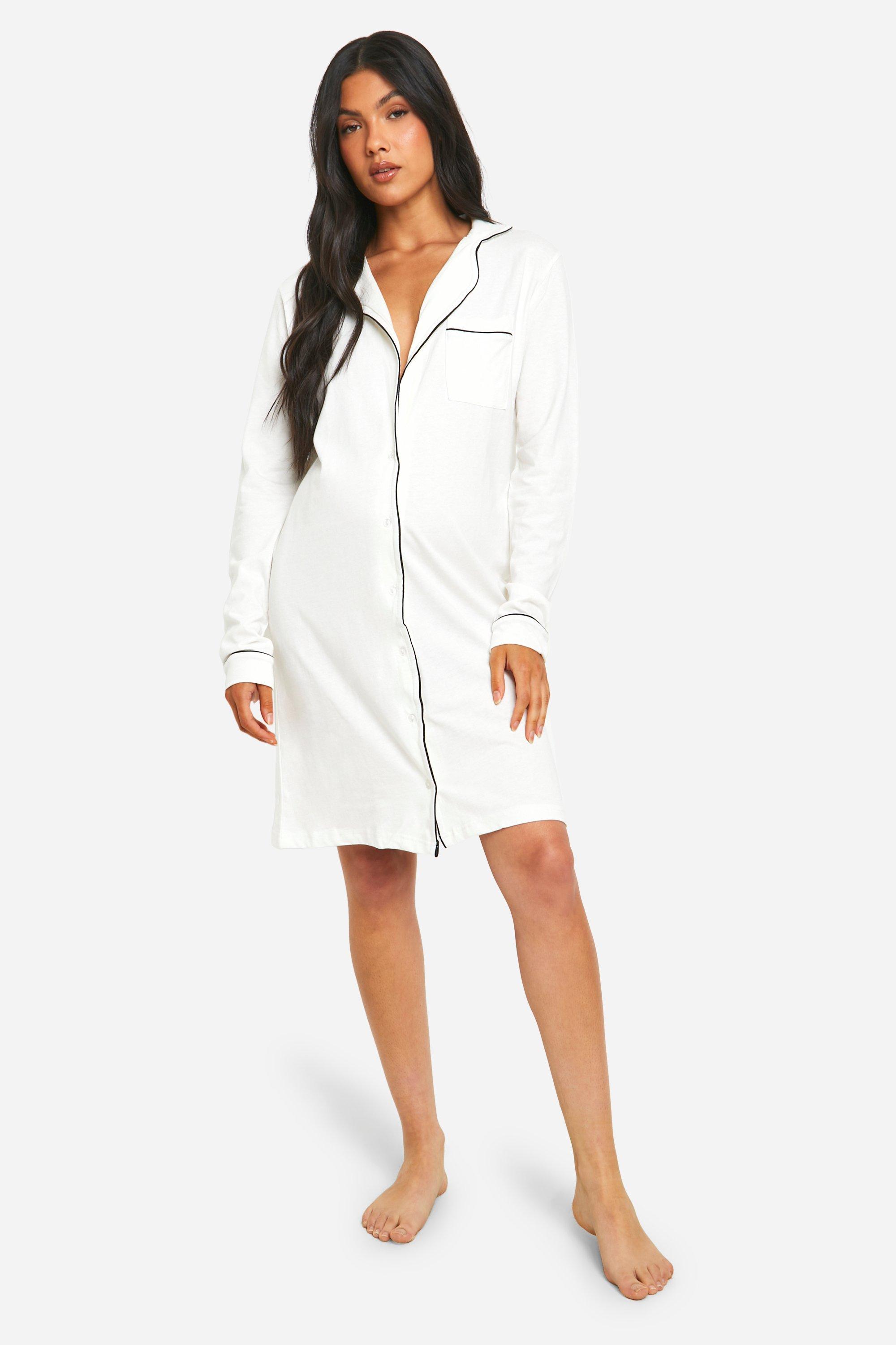 White button best sale up sleep shirt