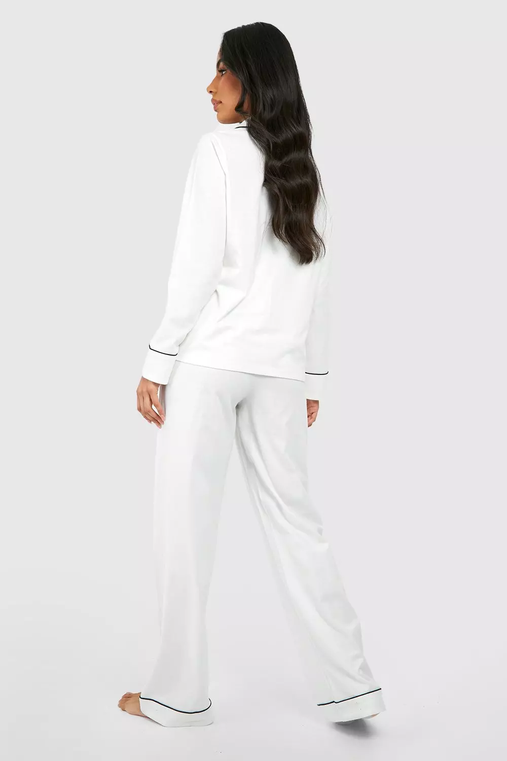 Grey marl Maternity Jersey Piping Button Trouser Pyjama Set alternative image