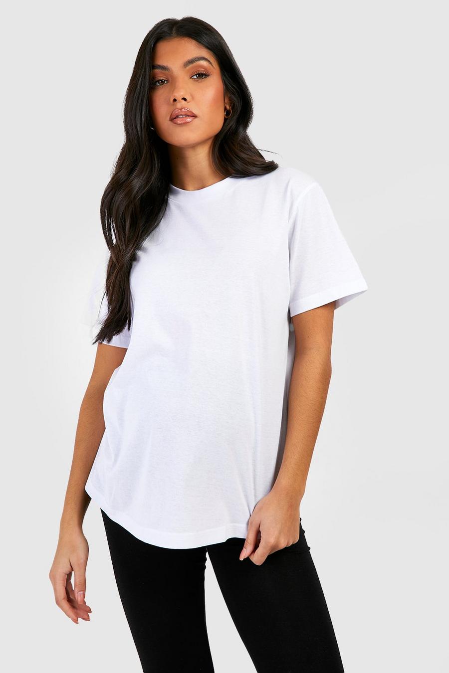 Umstandsmode kastiges Baumwoll T-Shirt, White weiß