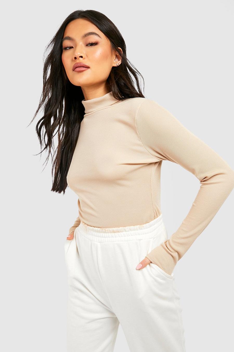 Stone Roll Neck Rib Long Sleeve Top image number 1