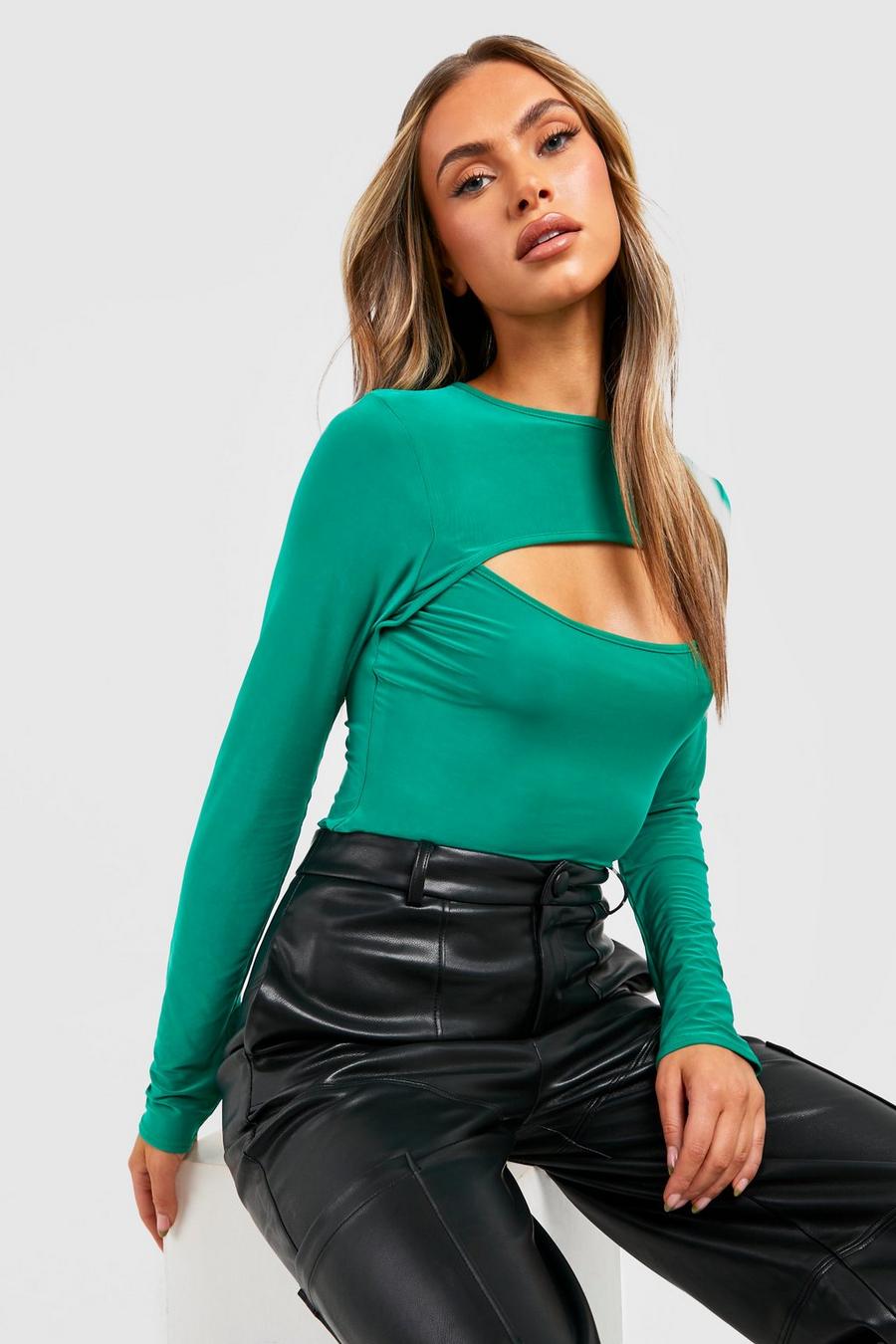 Green Long Sleeve Keyhole Top image number 1