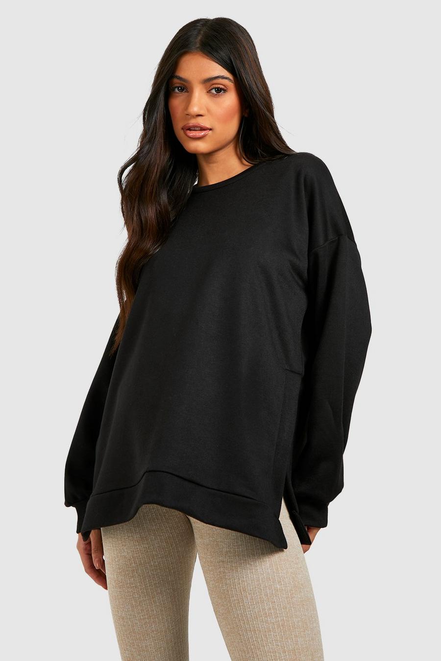 Black Maternity Side Split Sweatshirt image number 1
