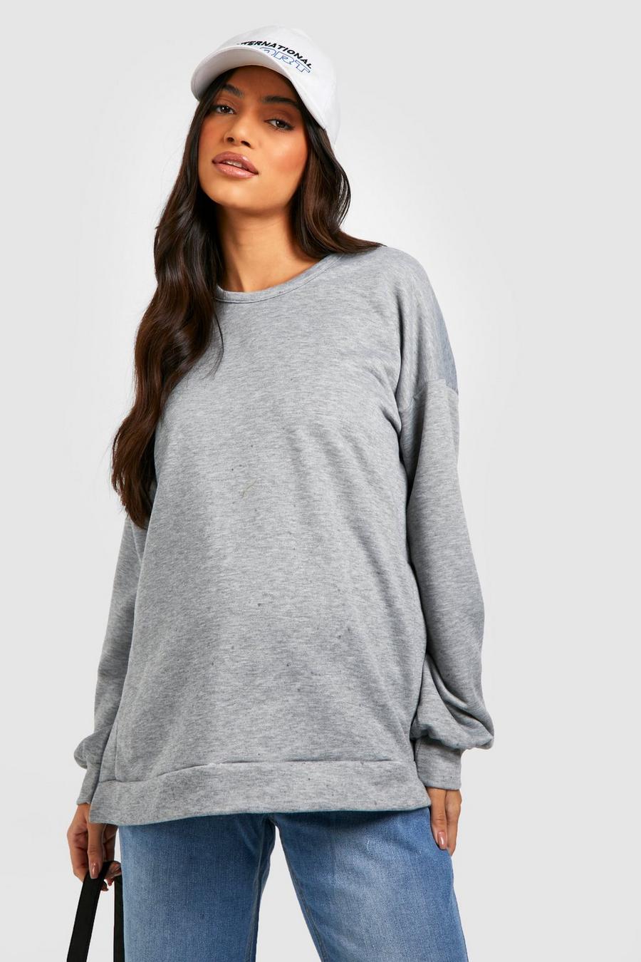 Grey marl Maternity Side Split Sweatshirt image number 1