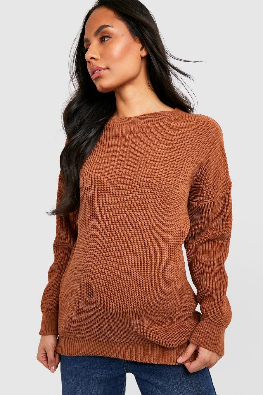 Toffee Maternity Crew Neck Jumper image number 1