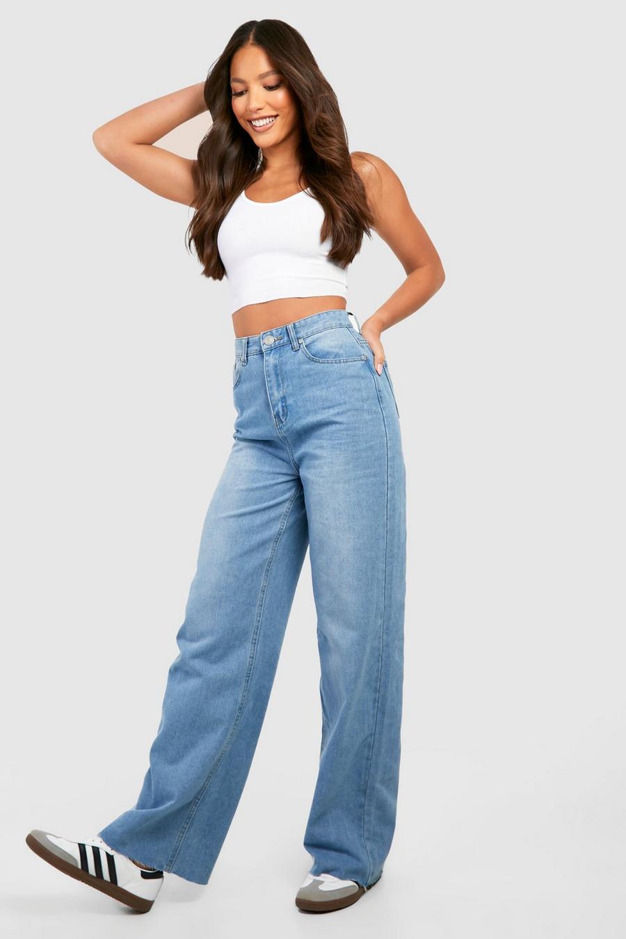 Tall Basic Jeans mit hohem Bund und weitem Bein, Mid wash image number 1