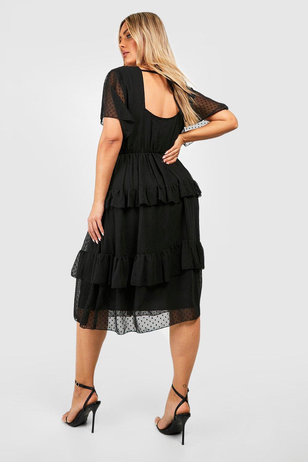 Boohoo embroidered mesh tiered lace dress sale