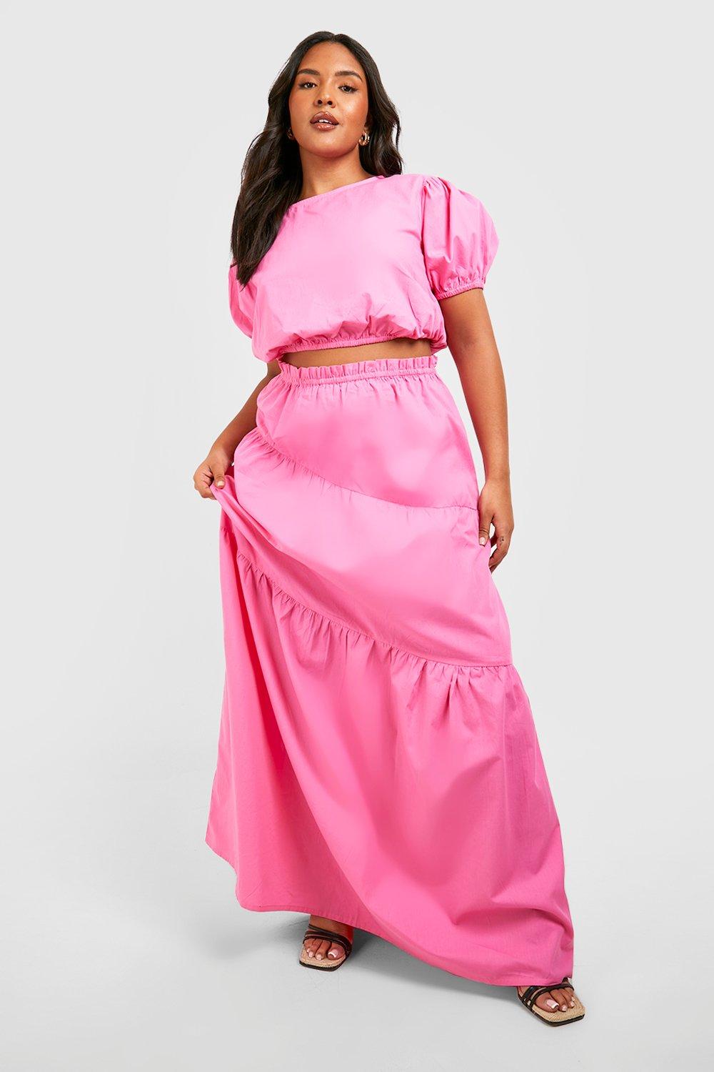 Plus Poplin Maxi Skirt Co ord boohoo