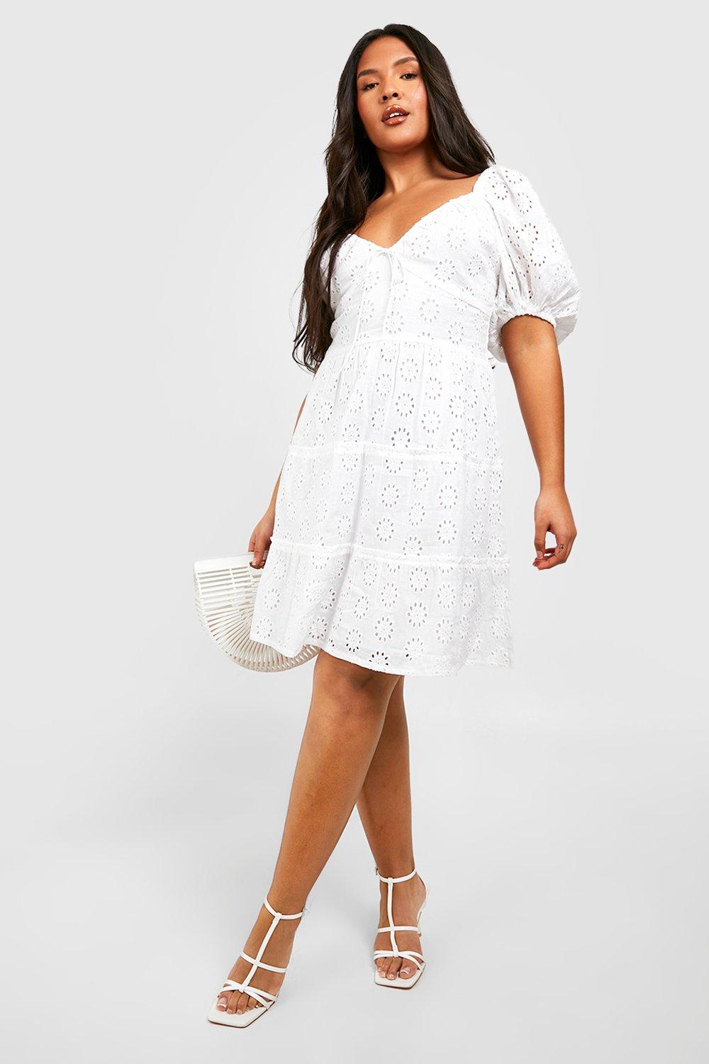 Plus white deals skater dress