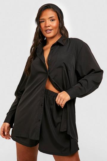 Plus Shirt & Shorts Co-ord With Headscarf black