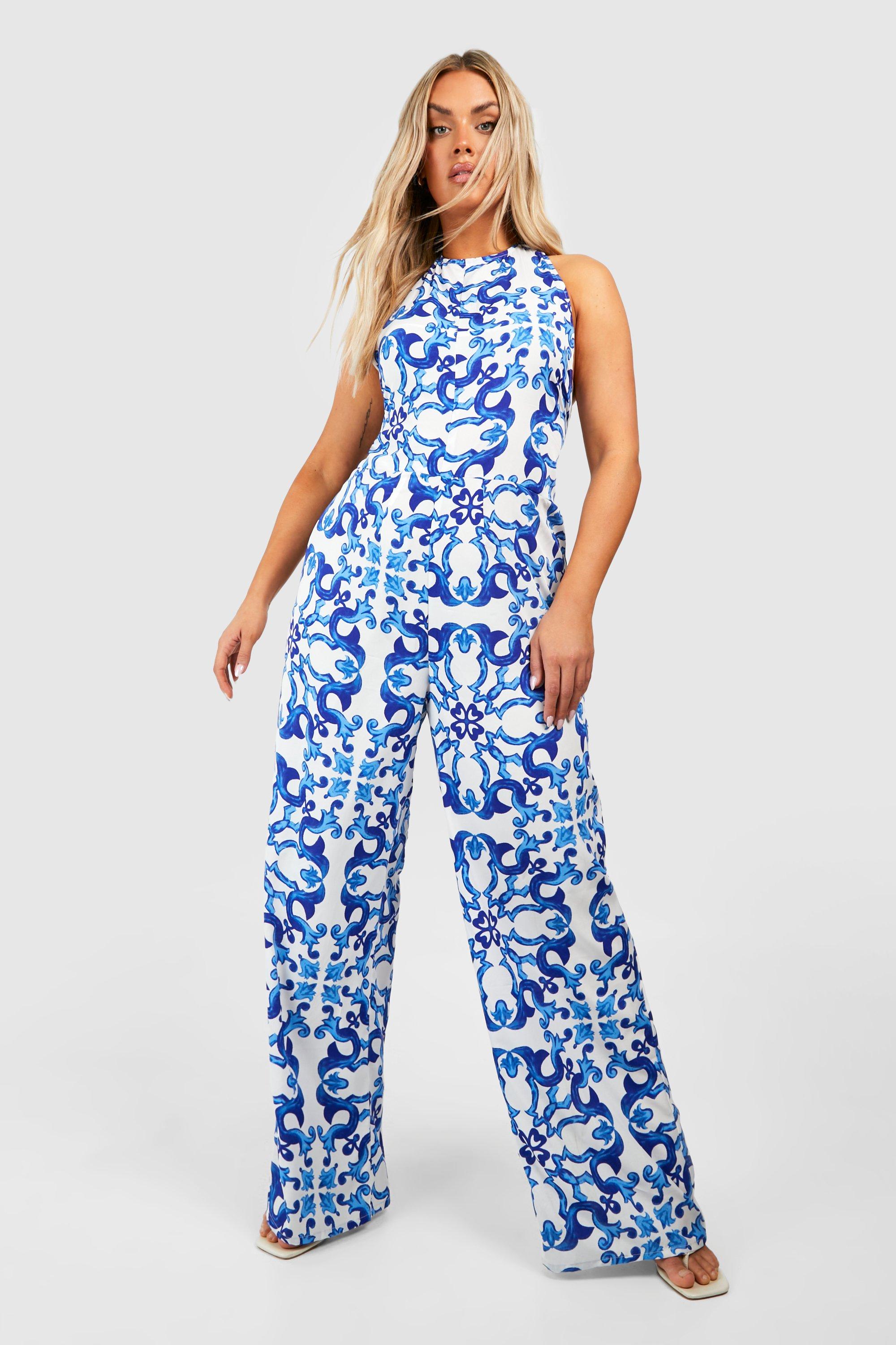 Boohoo blue jumpsuit on sale