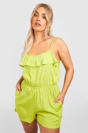 Plus Woven Strappy Playsuit chartreuse