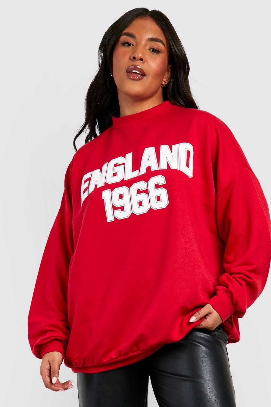 Plus Sweatshirt mit England 1966 Print, Red image number 1