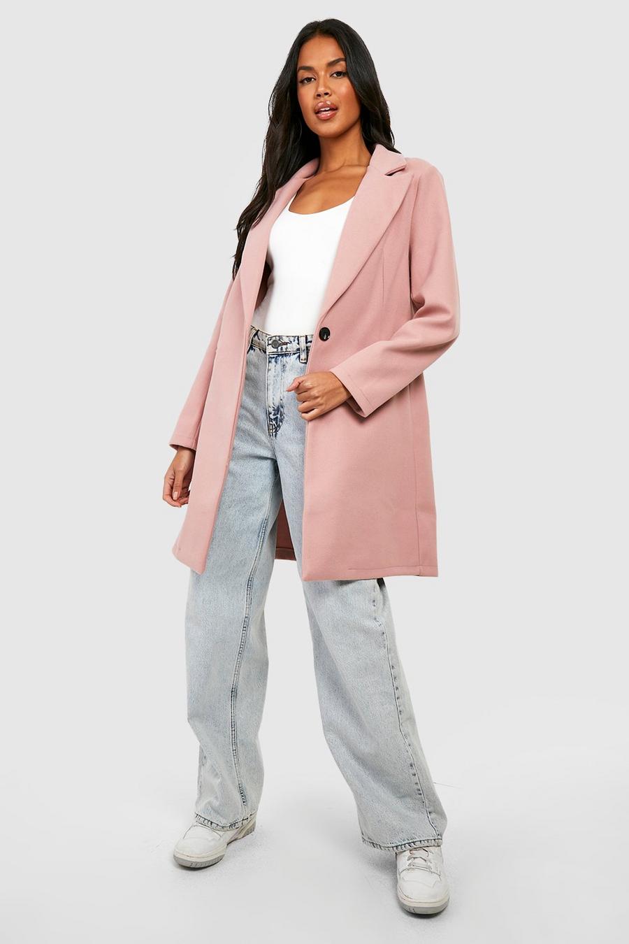 Dusky pink Tailored Wool Look Coat image number 1