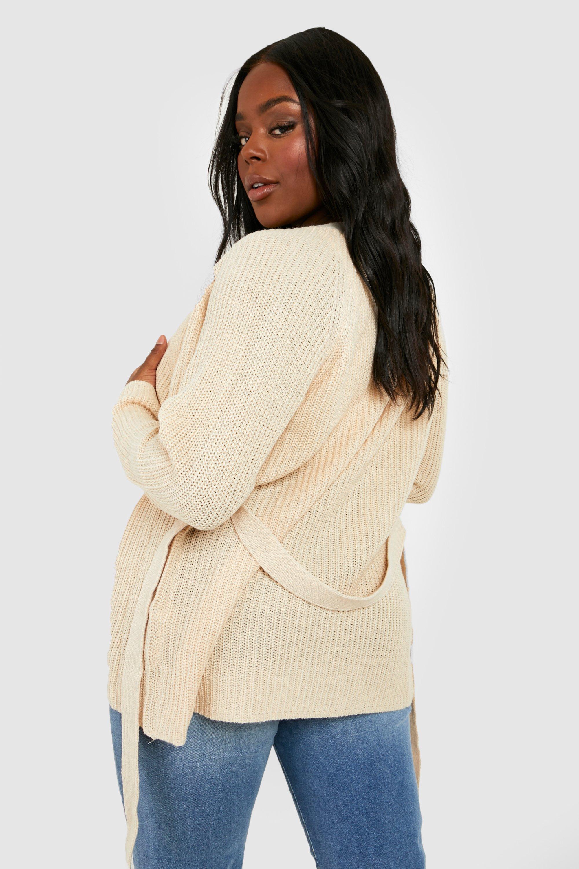 Beige shop belted cardigan