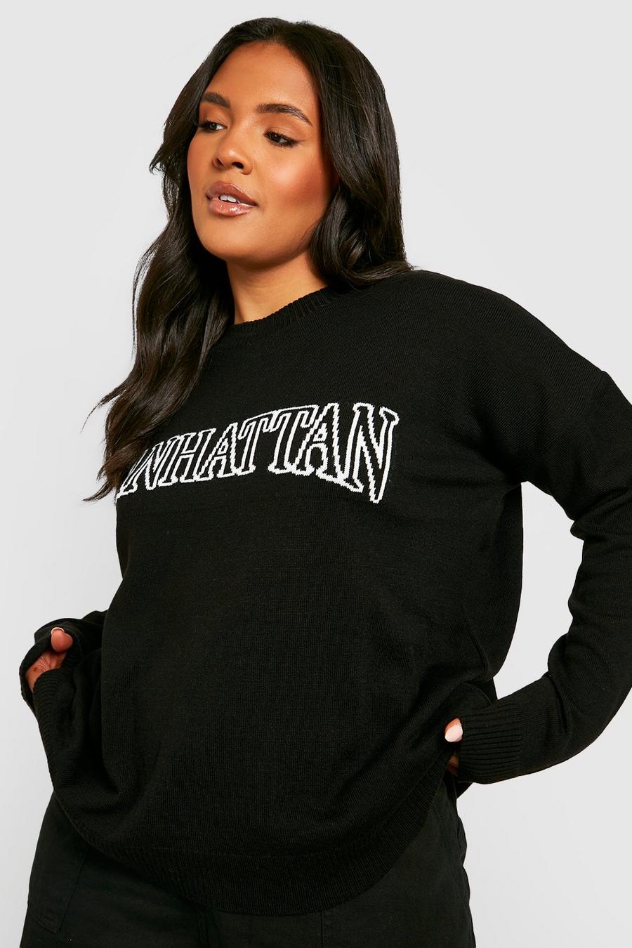 Black Plus Manhattan Knitted Sweater image number 1
