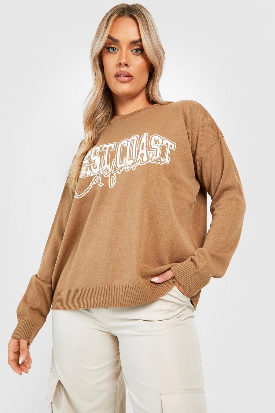 Camel beige Plus West Coast Knitted Sweater image number 1