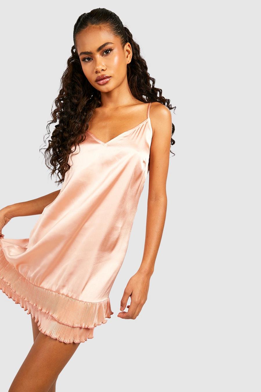 Rose Pleated Frill Satin Nightie  image number 1