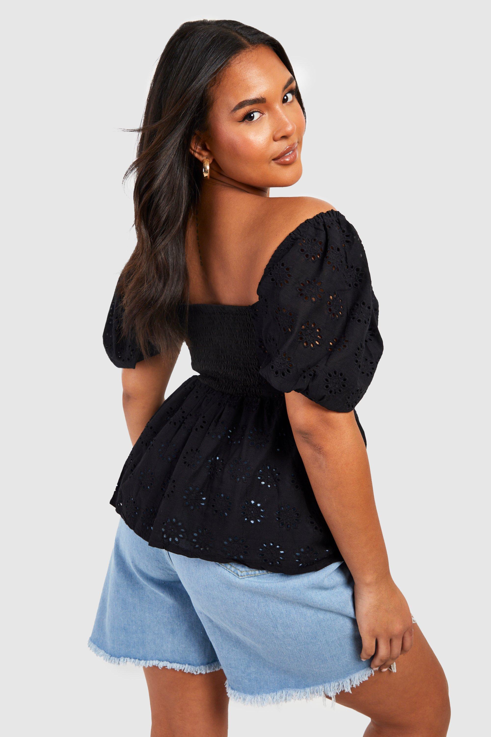 Plus Milkmaid Broderie Smock Top