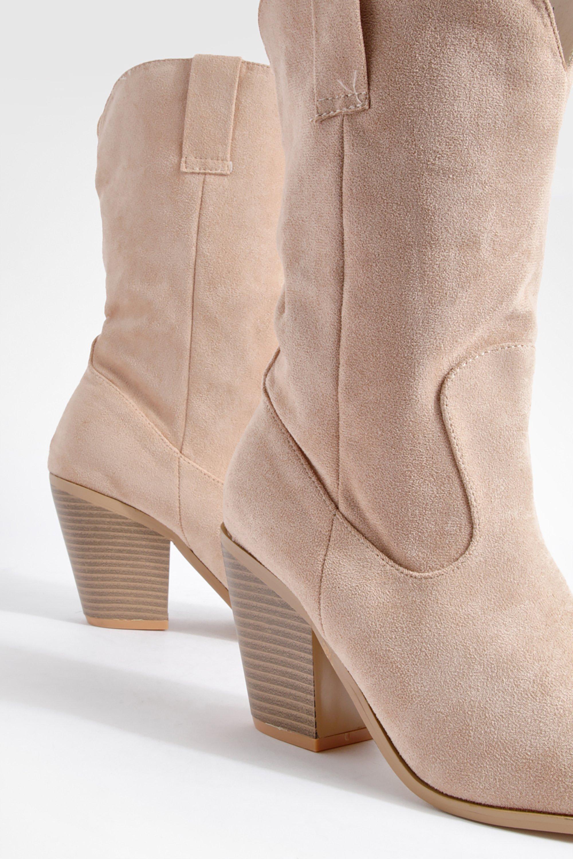 Metal Toe Faux Suede Western Cowboy Boots