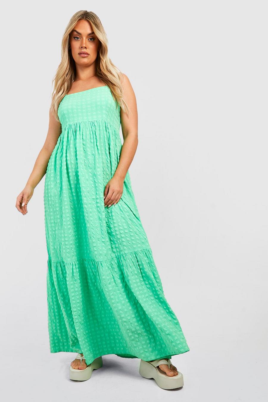 Pale green Plus Textured Maxi Dress  image number 1