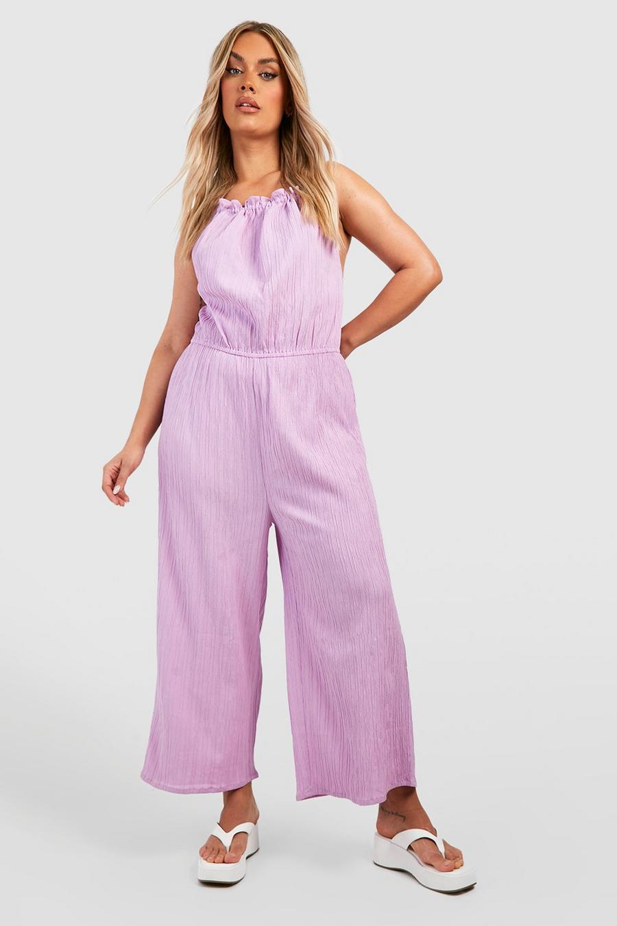 Grande taille - Combinaison jupe-culotte côtelée, Lilac purple