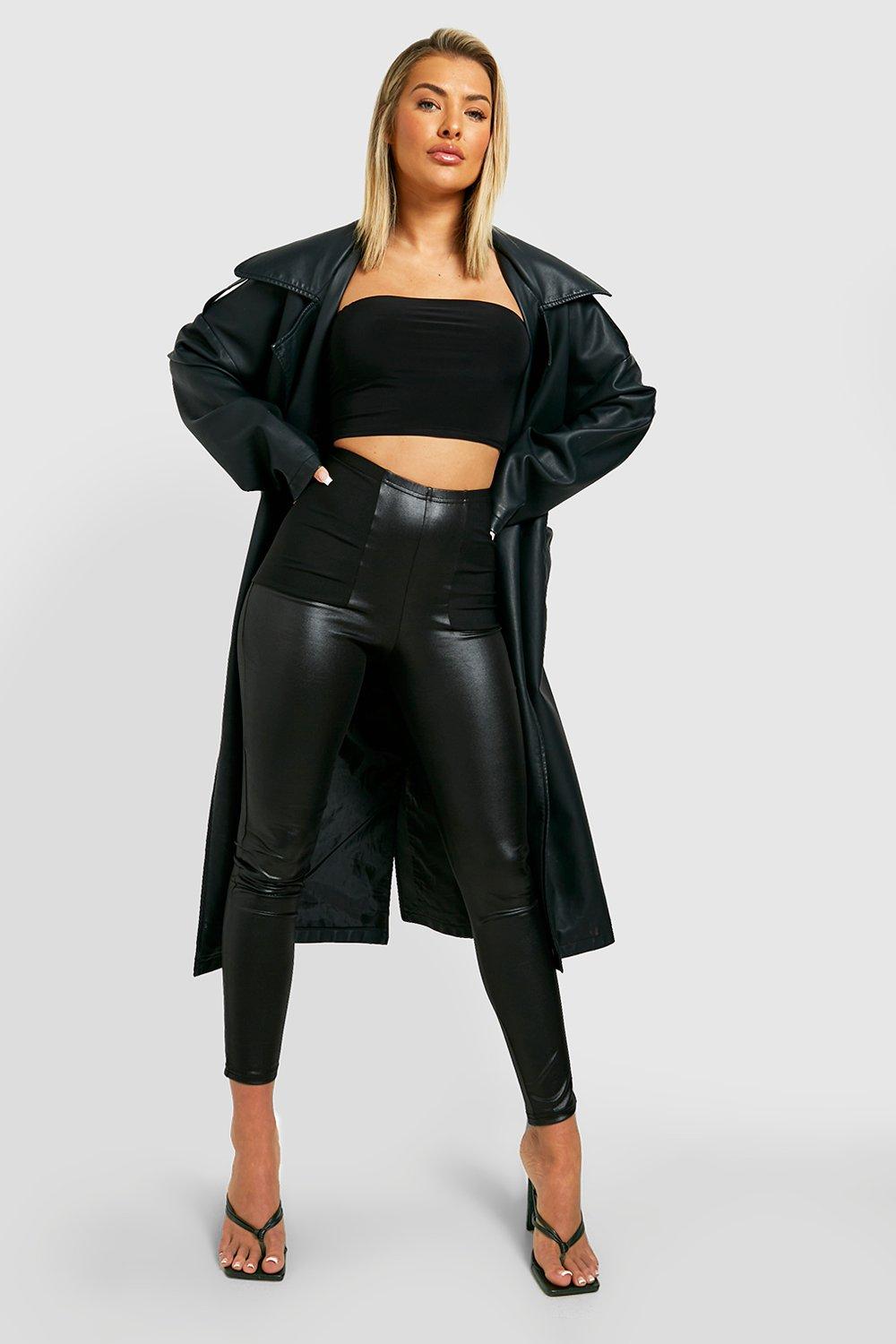 Black wet look coat boohoo clearance
