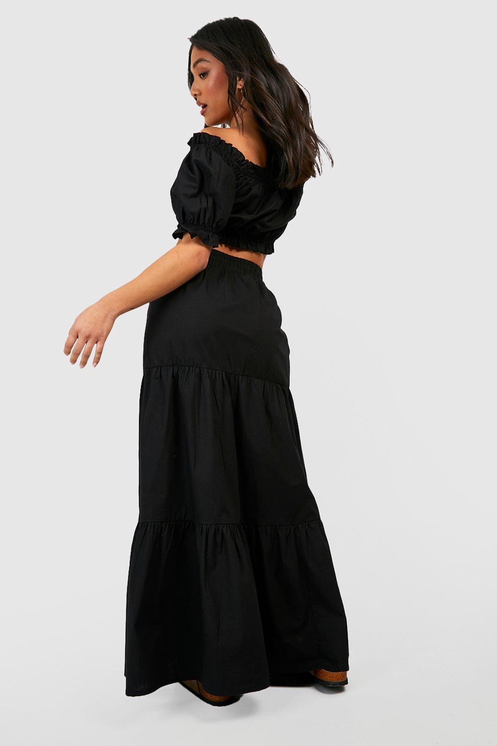 Cotton maxi shop skirt black