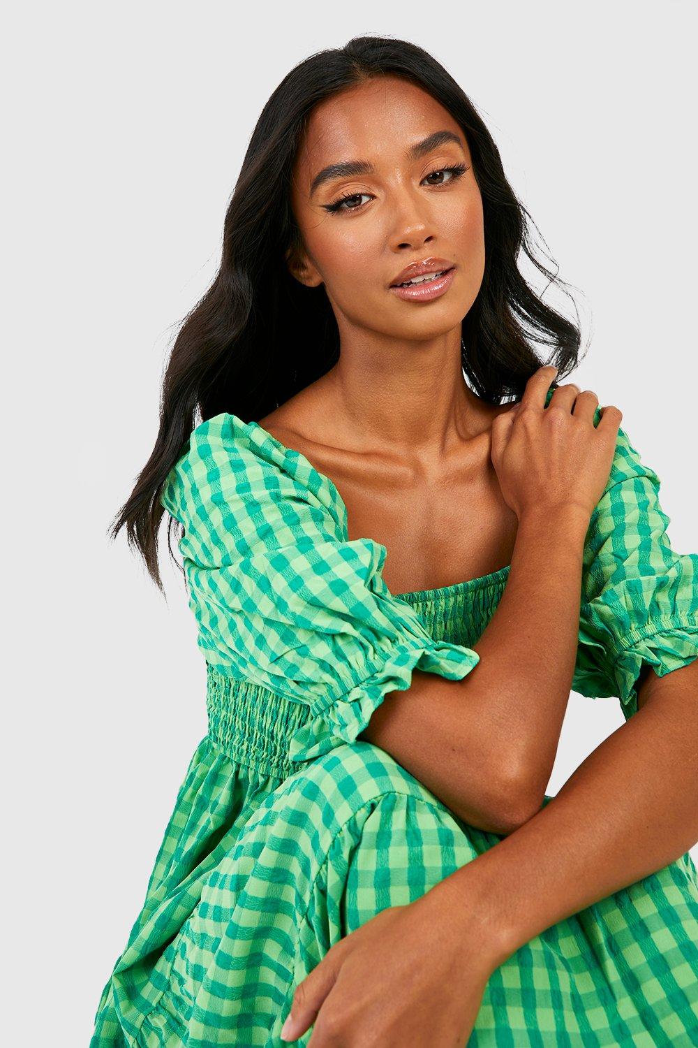 Green hot sale gingham dress