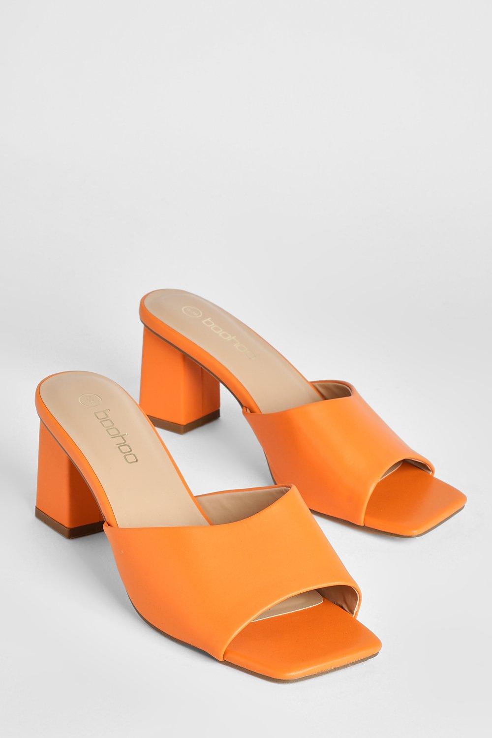 Orange low store block heel sandals