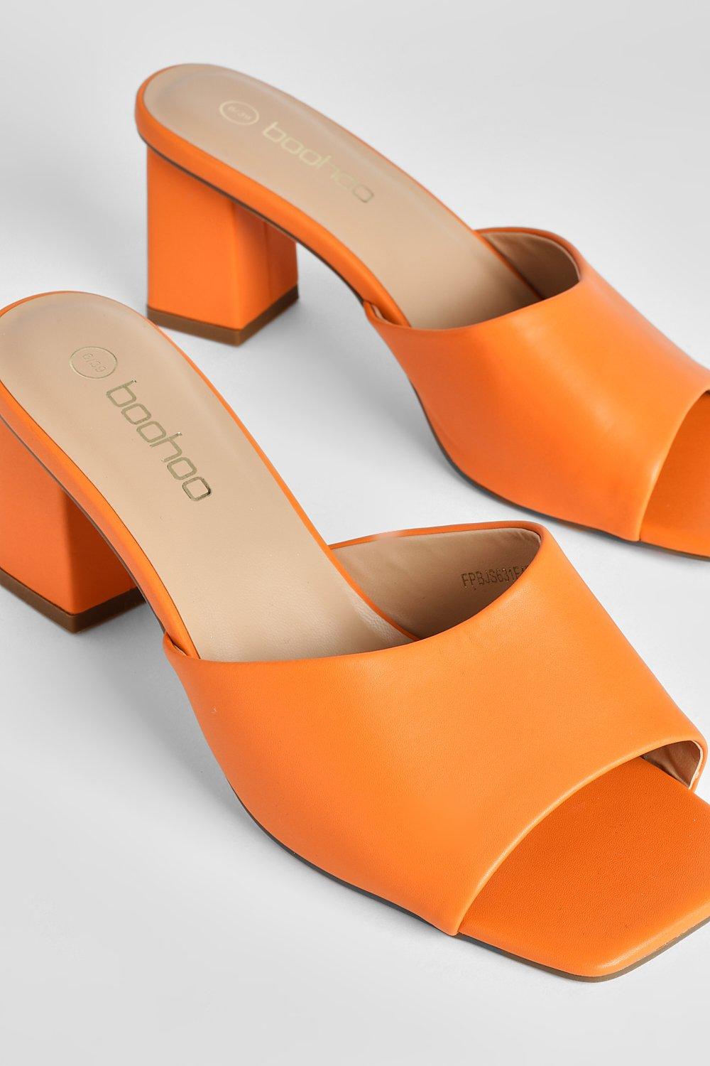 Orange low best sale block heel sandals