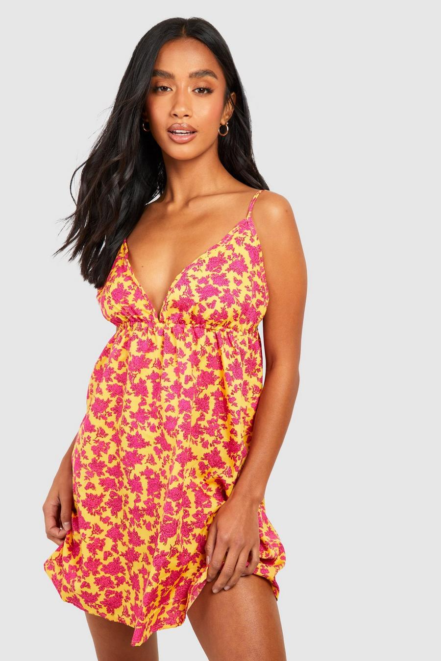 Yellow Petite Floral Strappy Sundress