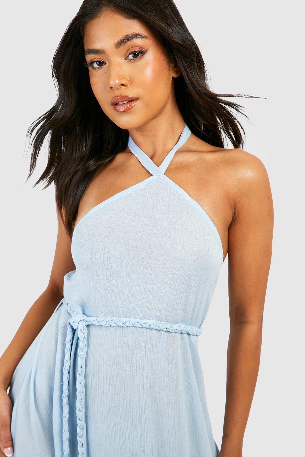 Petite - Robe longue dos nu à volants et ceinture | boohoo FR