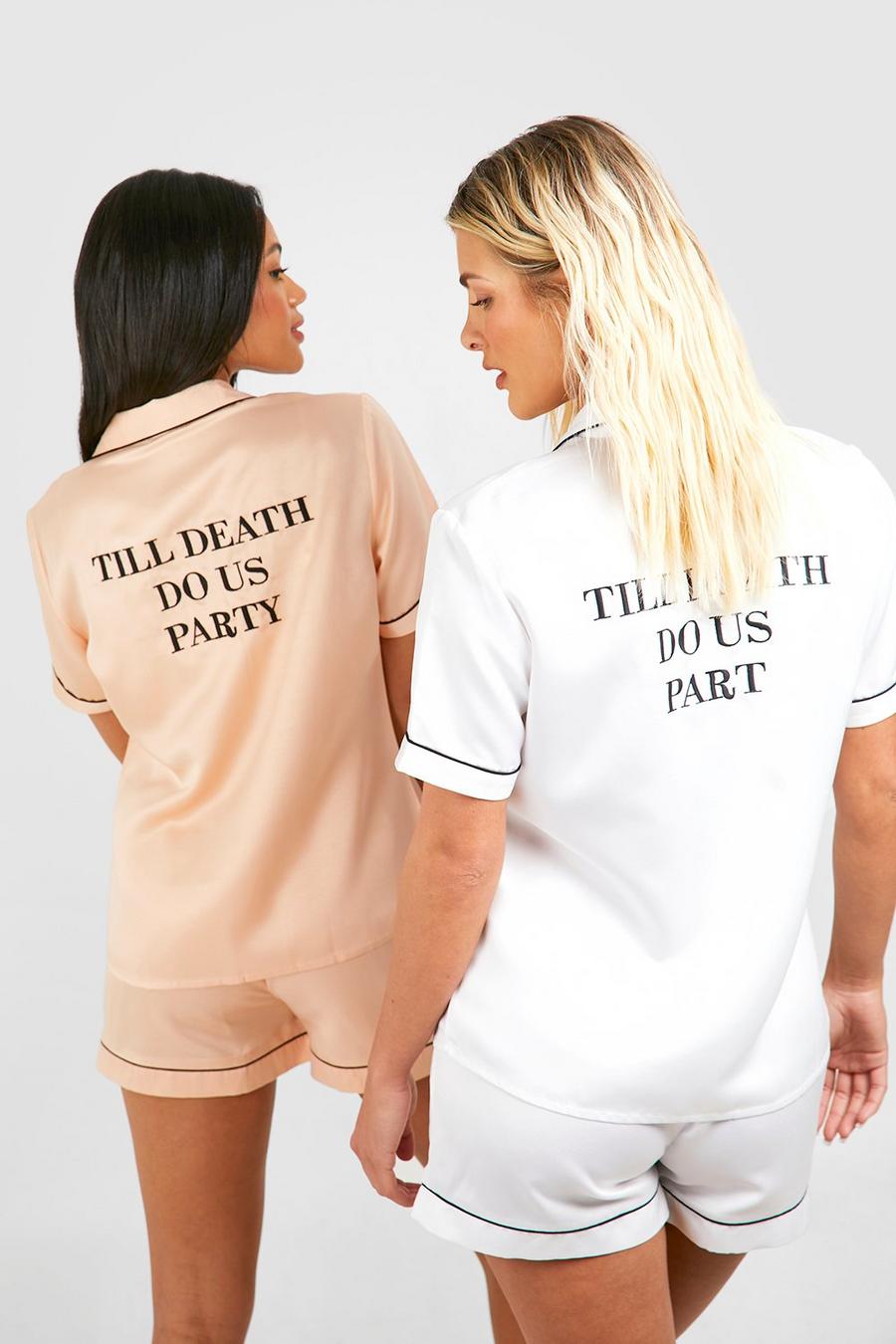 Pijama corto con estampado Till Death Do Us Party para novia, Rose gold metálicos
