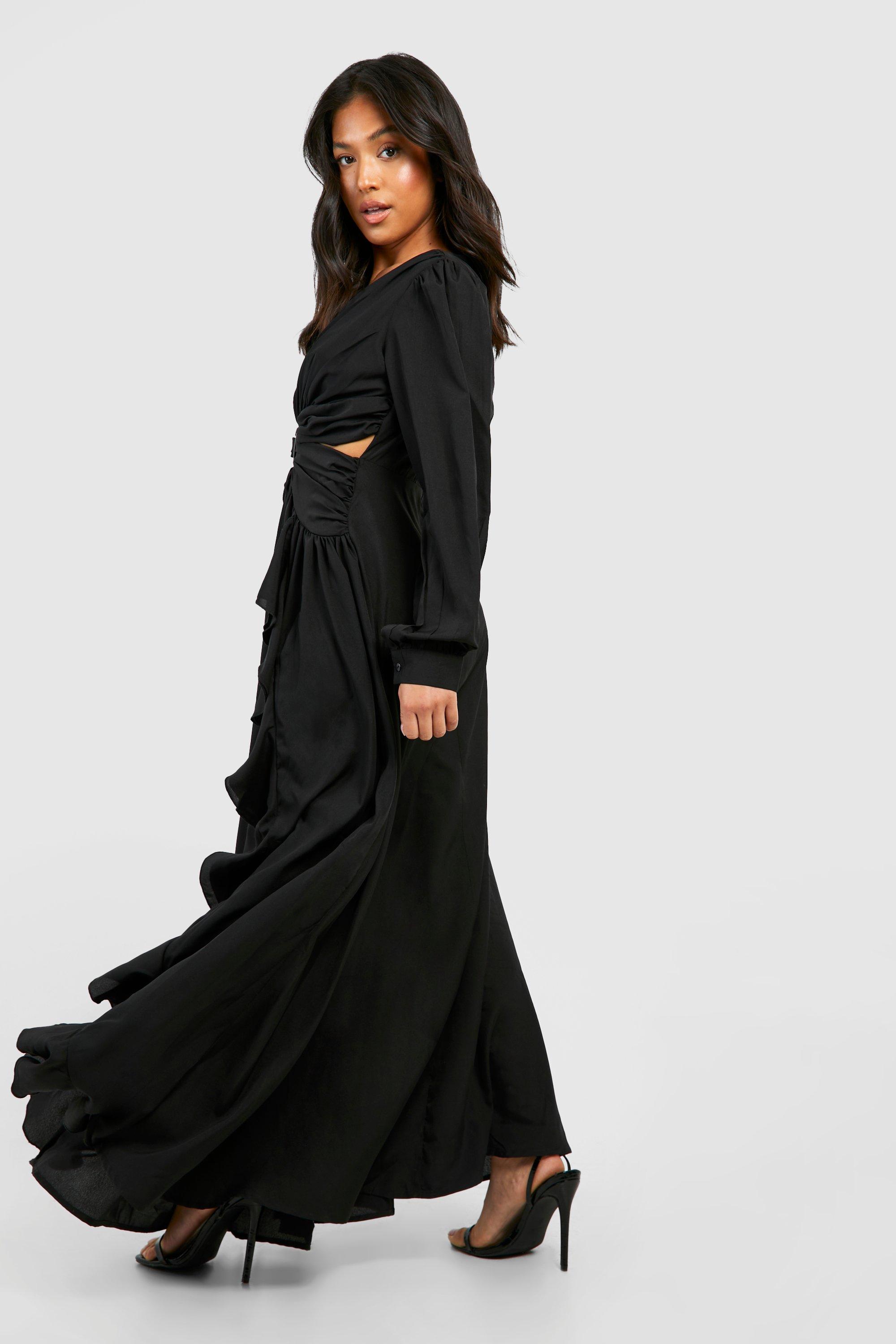 Boohoo black cheap maxi dress