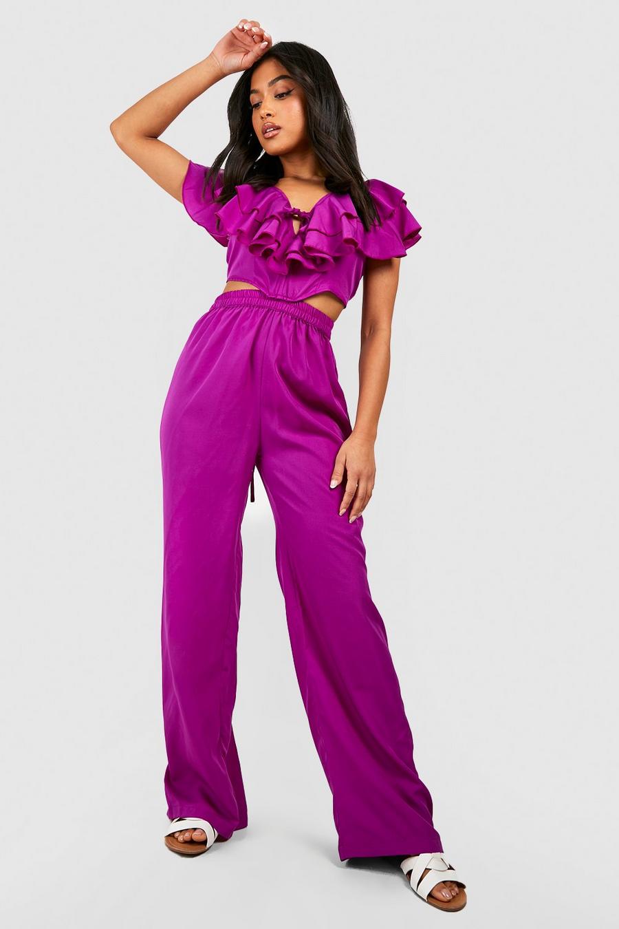 Petite - Combinaison jupe-culotte à volants, Purple image number 1