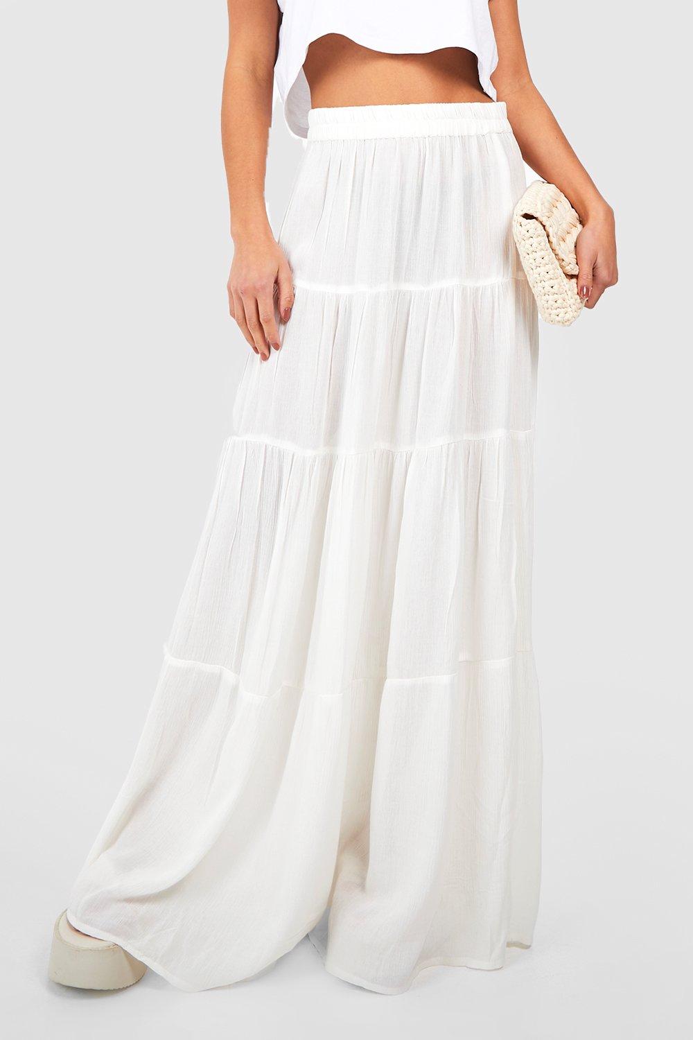 Petite Tiered Cheesecloth Maxi Skirt