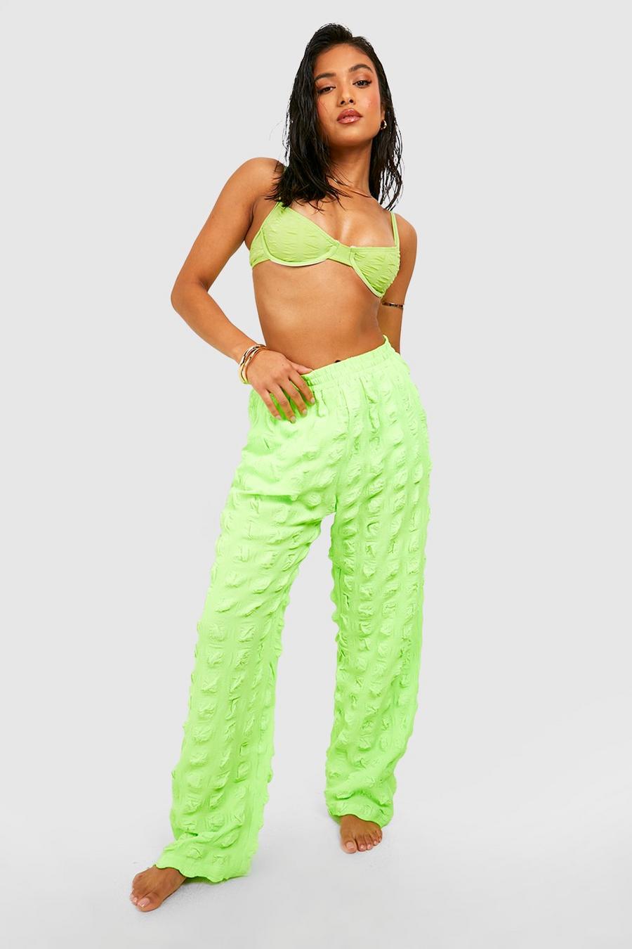Lime Petite Textured Spot Beach Trouser image number 1