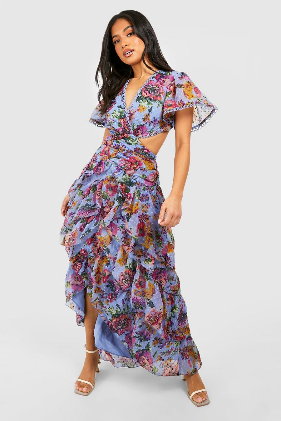 Woven Floral Cut Out Maxi Dress