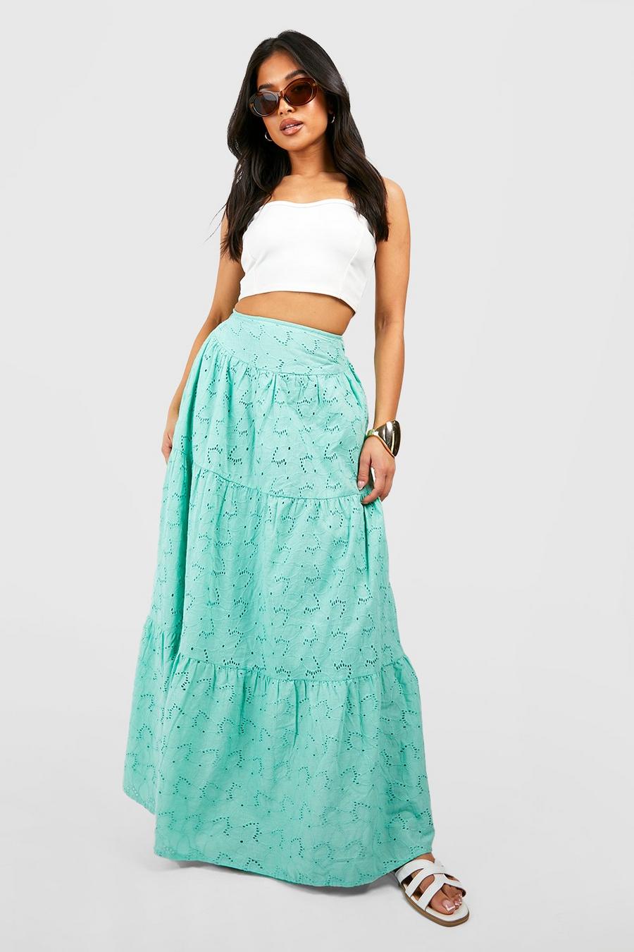 Sage Petite Broderie Maxi Skirt image number 1