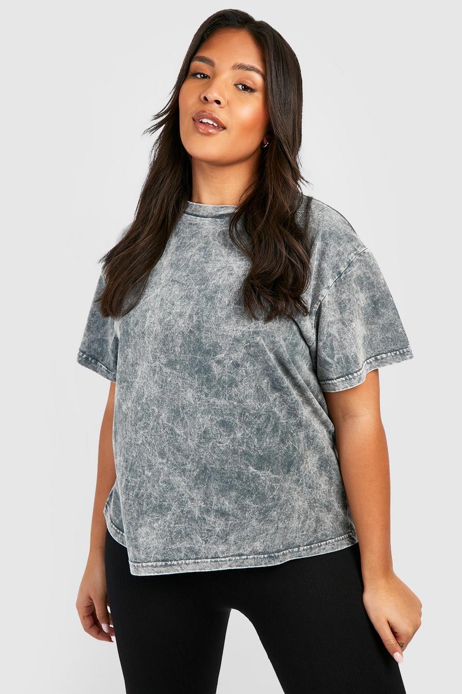 Charcoal Plus Acid Wash Boxy Fit Cotton T-Shirt image number 1