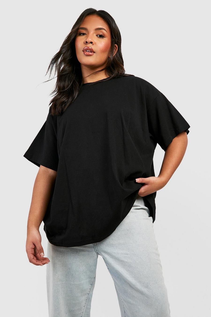 Plus Super Oversize Basic boohoo Baumwolle aus | Rundhals T-Shirt
