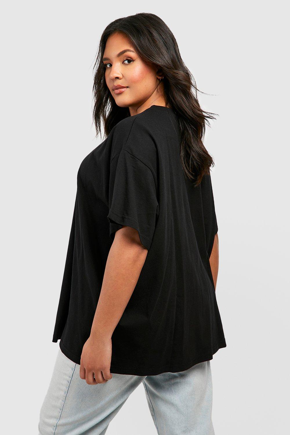 | Rundhals Plus Super boohoo Baumwolle Basic T-Shirt Oversize aus