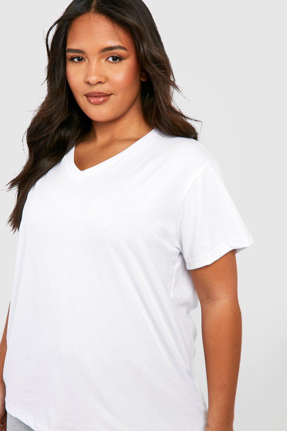 Deep v neck t shirts plus size online