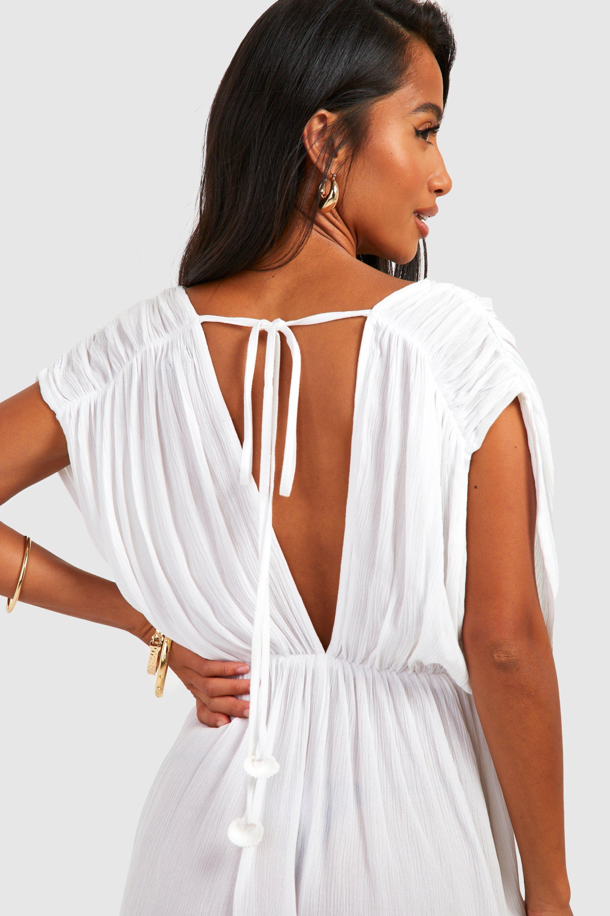 Petite Cheesecloth Beach Playsuit boohoo IE