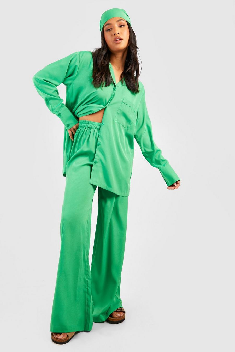 Green Petite Woven Pants image number 1