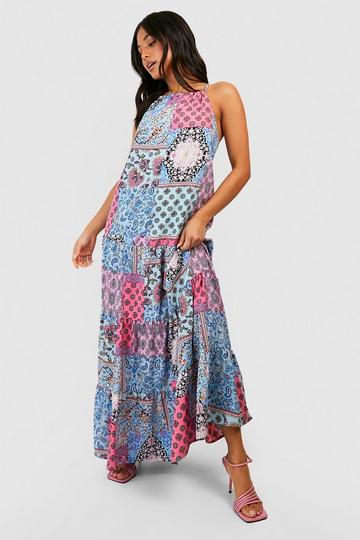 Blue Petite Paisley Swing Maxi Dress