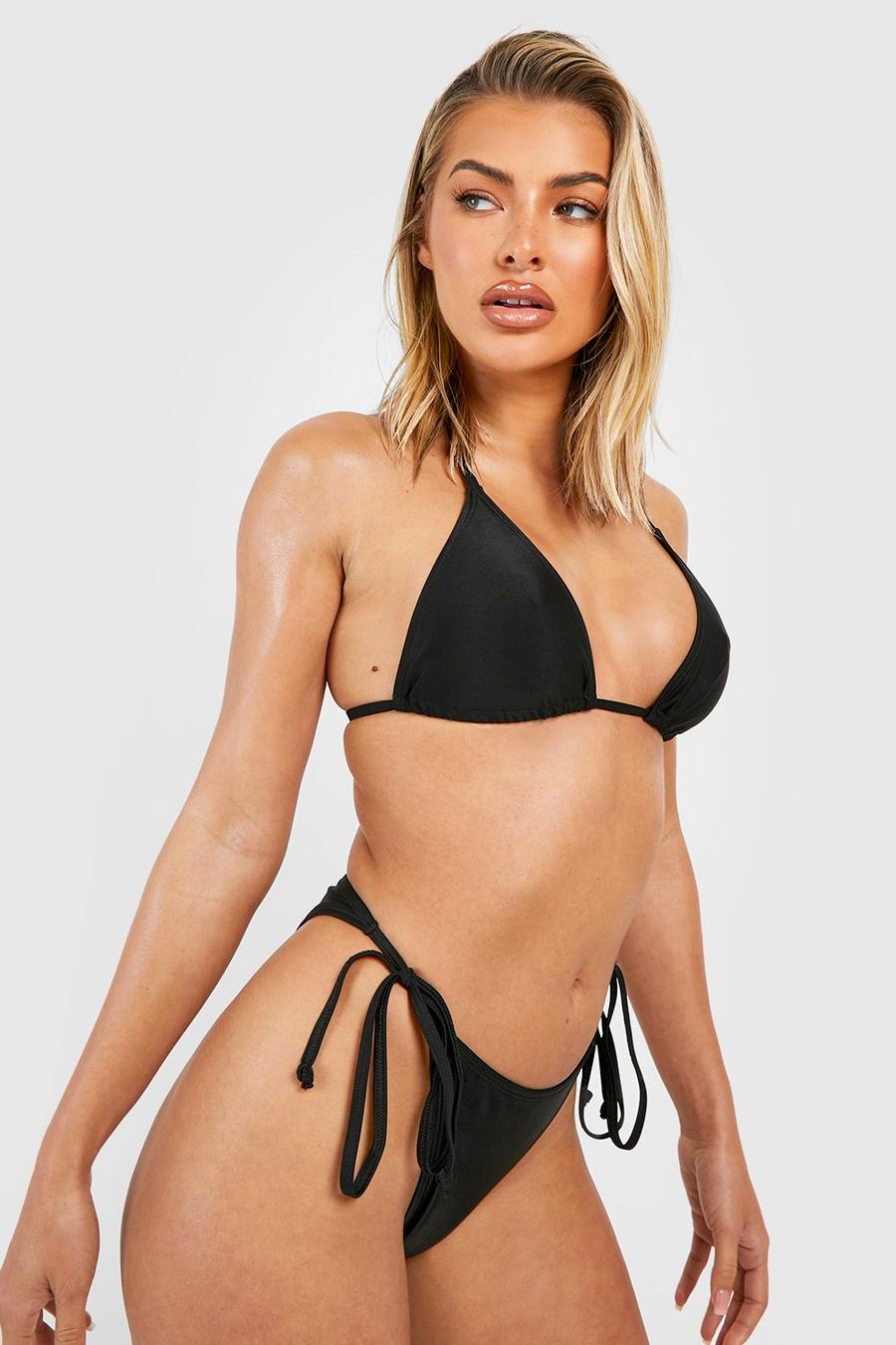 Triangle Bikini mit seitlicher Bindung, Black image number 1