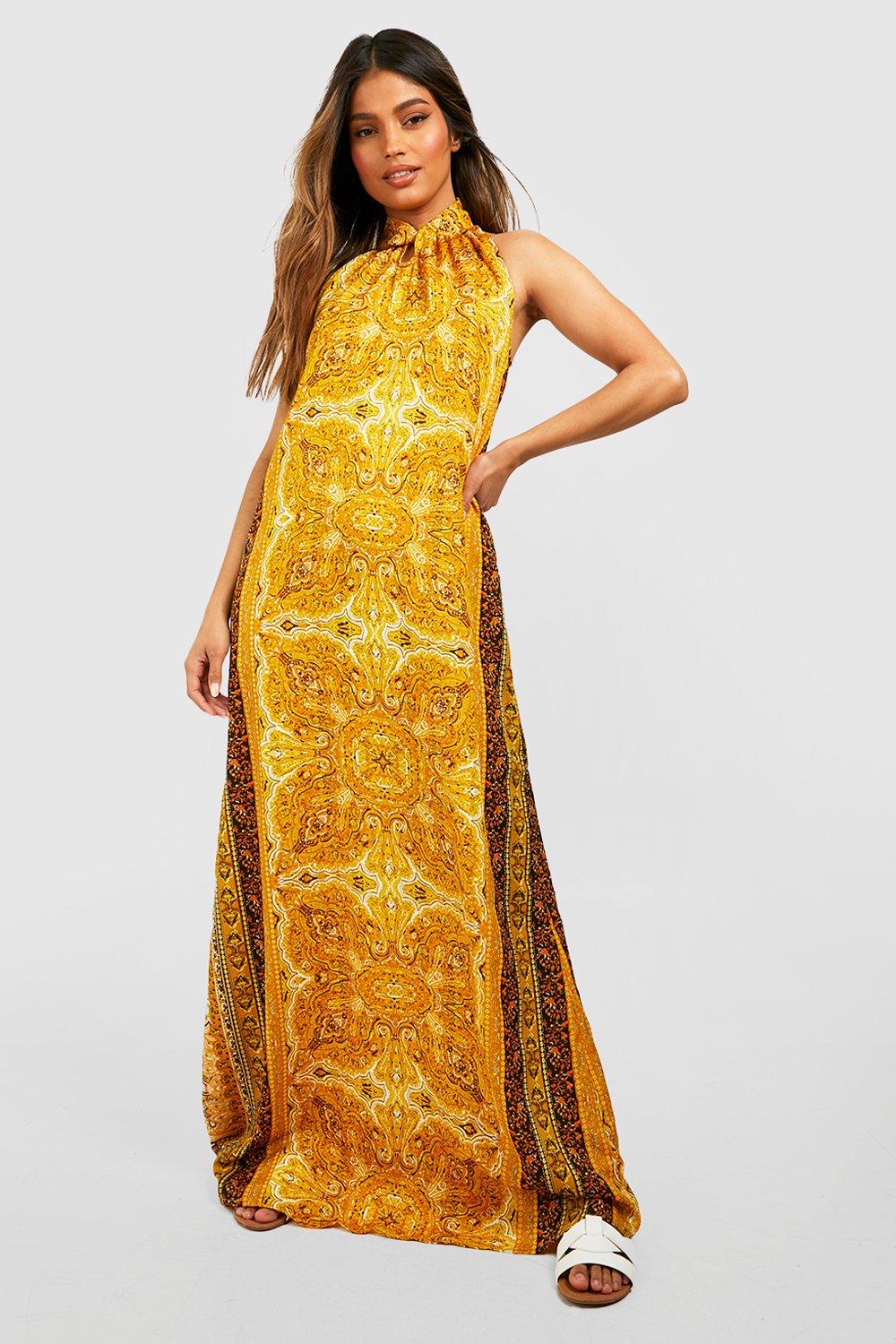 Boohoo scarf clearance print maxi dress