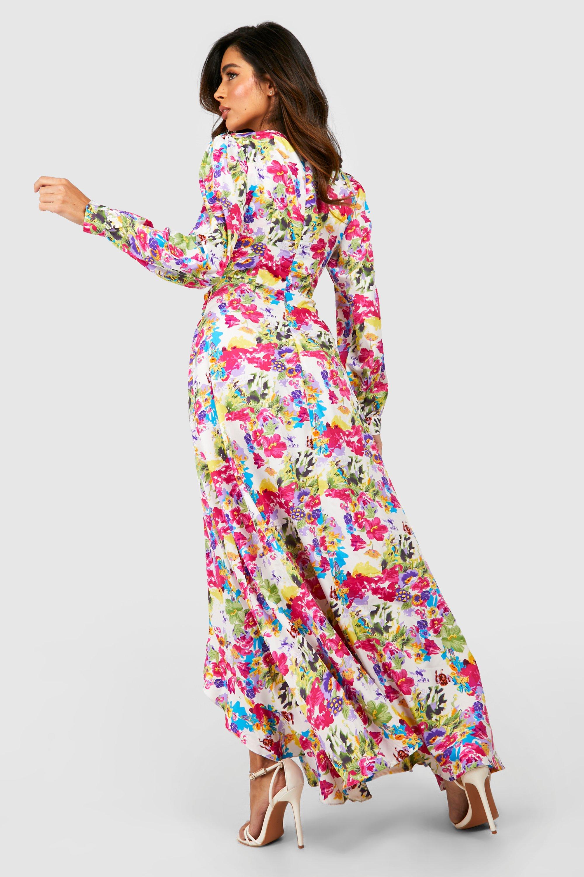 Floral Cut Out Maxi Dress boohoo UK