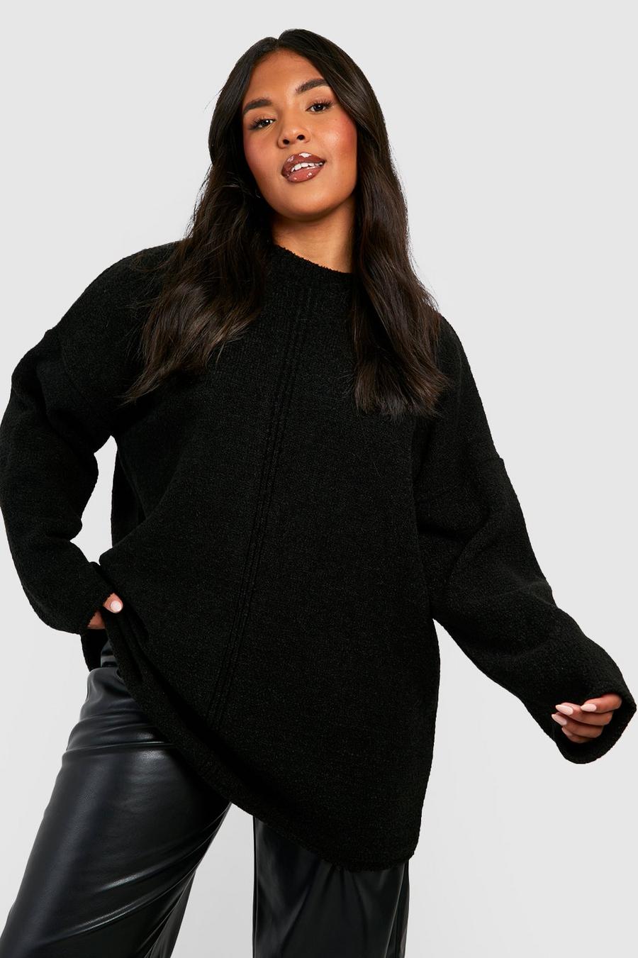 Black Plus Boucle Knitted Sweater